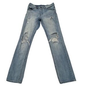 EMPYRE Skeletor Skinny Jeans Mens 32x32 Distressed Blue Denim Skater Streetwear